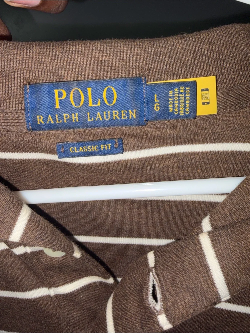 Polo Ralph Lauren Brown Striped Classic Fit Polo Shirt Men’s Large